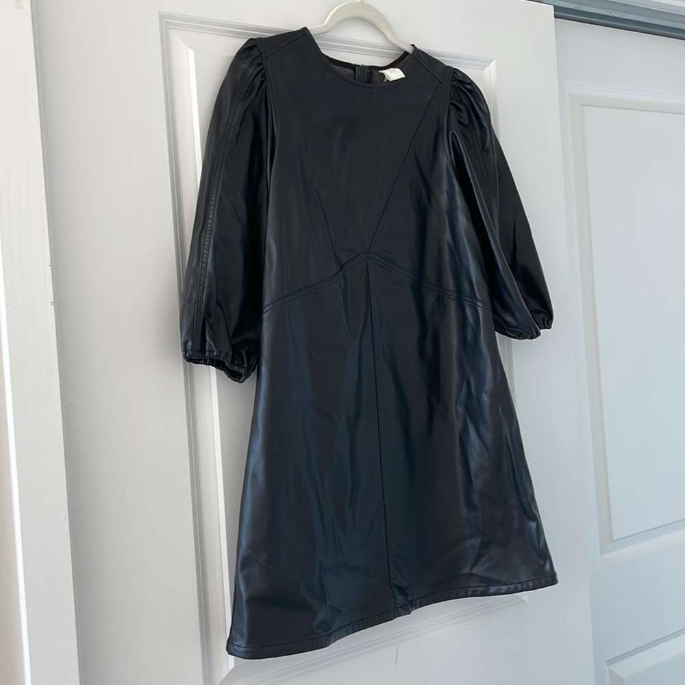 SOLD Black faux leather dress